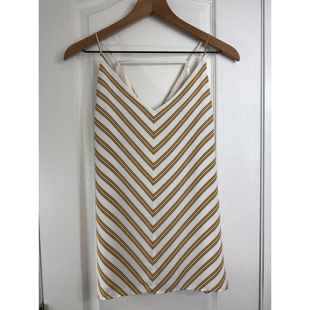 LOFT Striped Cami Tank Top Womens XS Ivory Yellow Black V Neck Sleeveless